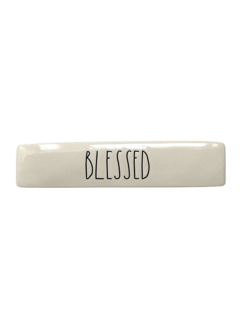 Rae Dunn BLESSED Ceramic Desk Nameplate Sign Paperweight Office Decor Gift